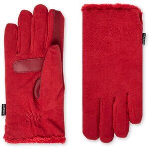 Women's Red Comfortable Stretch Fleece Lining Microluxe Cold Weather Gloves